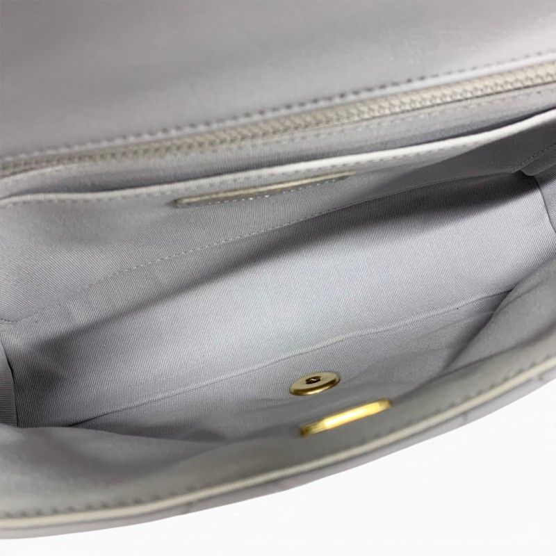 Chanel Shoulder Bag Gray Gold Quilted CC Logo Pearl Turnlock Chain — view 6