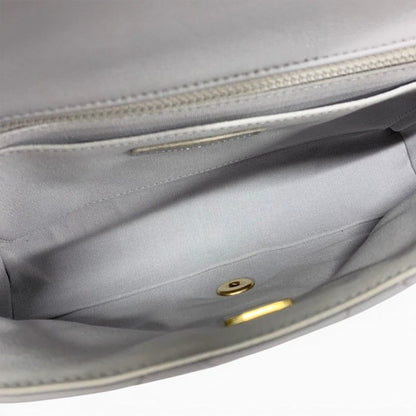 Chanel Shoulder Bag Gray Gold Quilted CC Logo Pearl Turnlock Chain — view 6