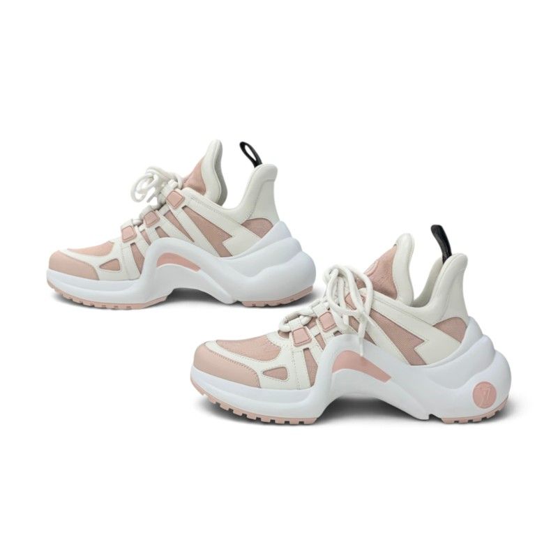 Louis Vuitton Archlight Line Monogram Sneakers Fabric Leather Pink White — view 3