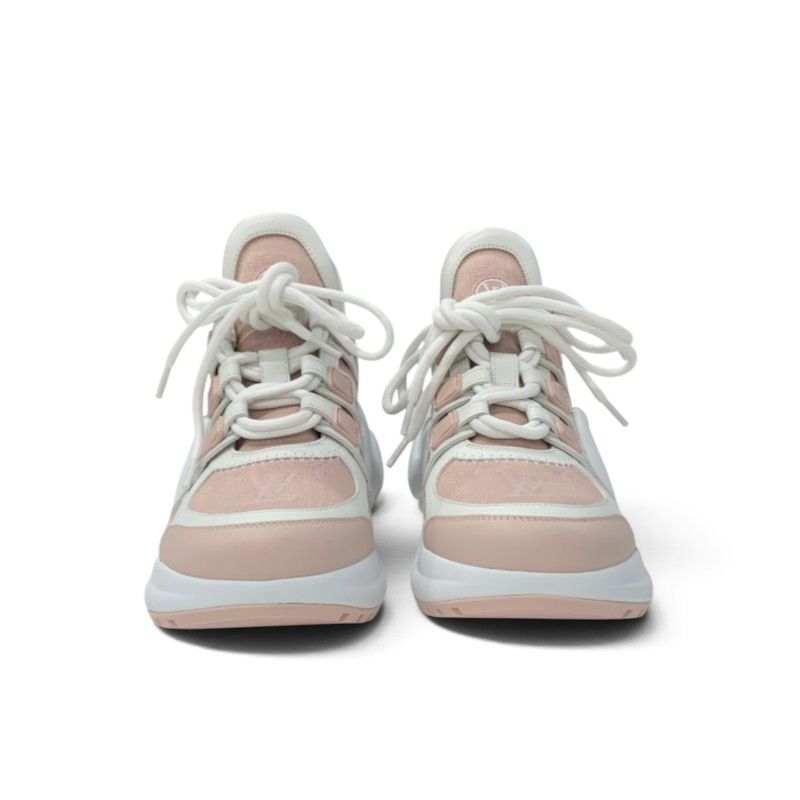 Louis Vuitton Archlight Line Monogram Sneakers Fabric Leather Pink White — view 2