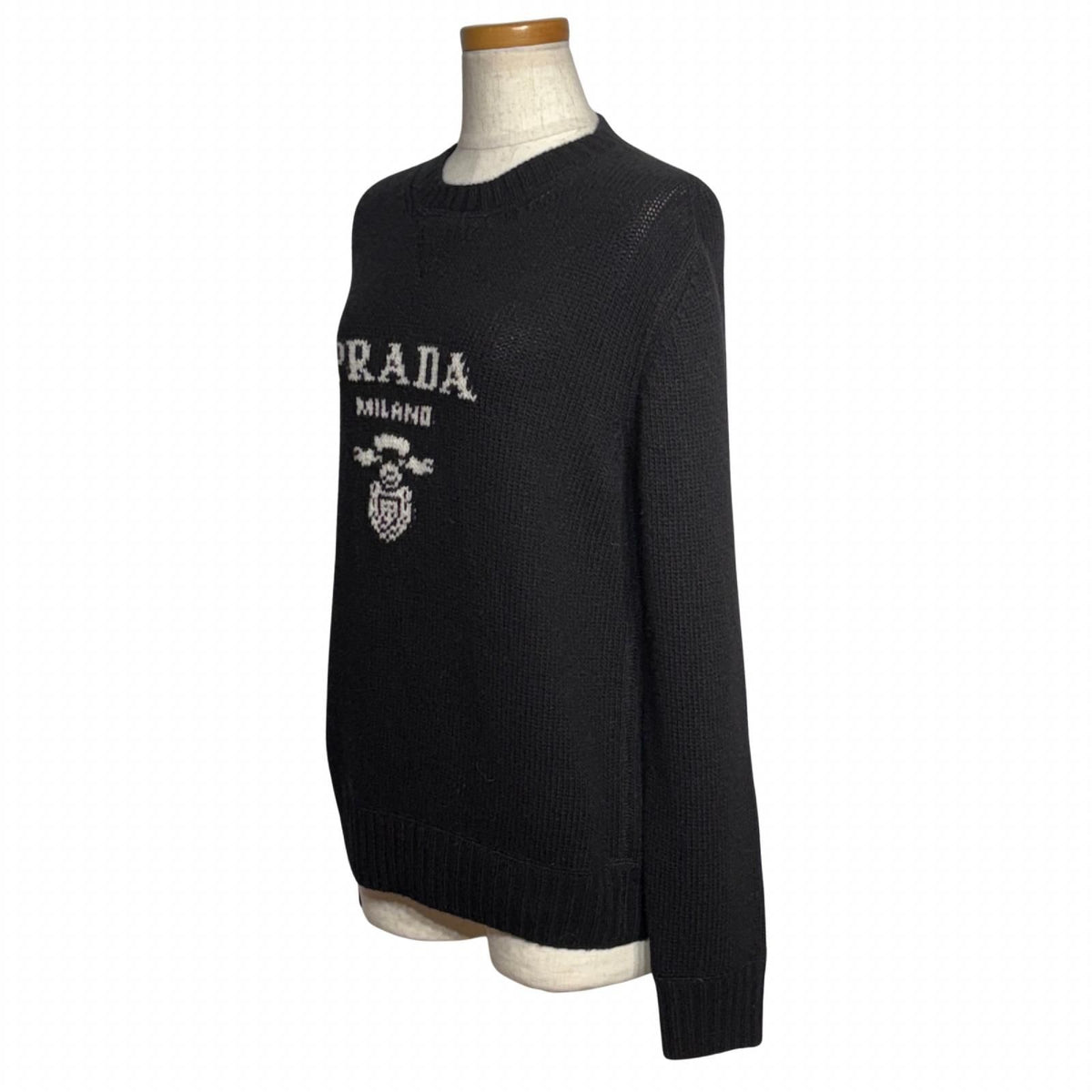 Prada Logo Knit Sweater Black Wool Cashmere 38 — view 2