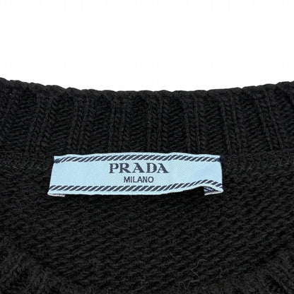 Prada Logo Knit Sweater Black Wool Cashmere 38 — view 4