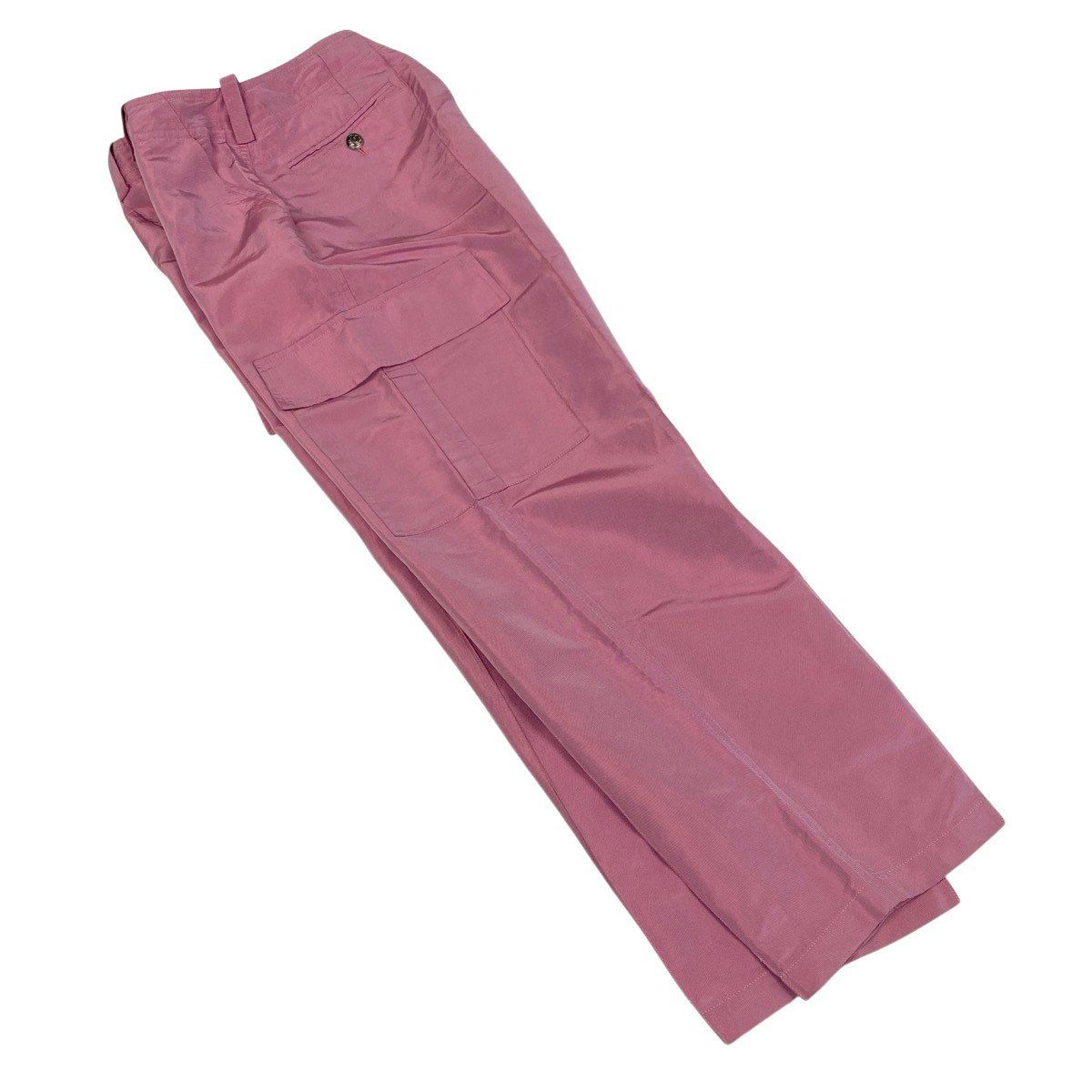Chanel Cargo Pants Wide Metallic Pink Silk 38 — view 2