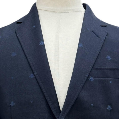 Gucci Wool 100% Bee Embroidery Logo Button Single Suit Set Navy 46 — view 3