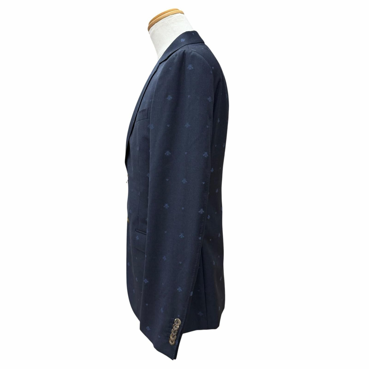 Gucci Wool 100% Bee Embroidery Logo Button Single Suit Set Navy 46 — view 4