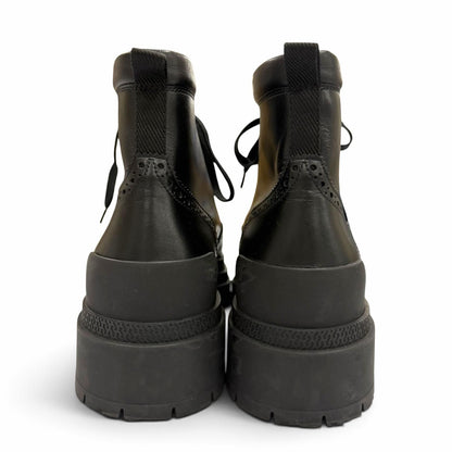 Hermes Bottillons Leather Chip Perforation Lace-up Boots Black — view 3