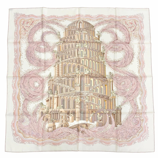 Hermes les Rivieres de Babel River of Silk 100% Scarf Pink