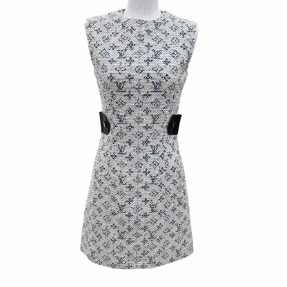 Louis Vuitton Leather Monogram Tweed Sleeveless Dress Multicolor 34