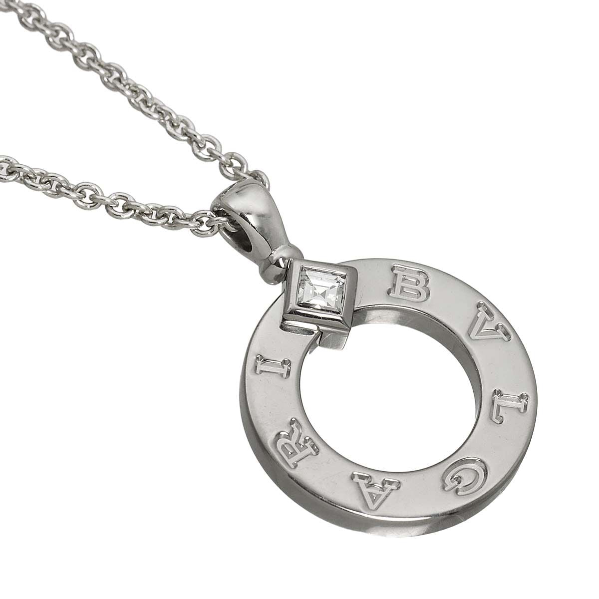 Bvlgari Double Logo Diamond Necklace 45 18k White Gold — view 3