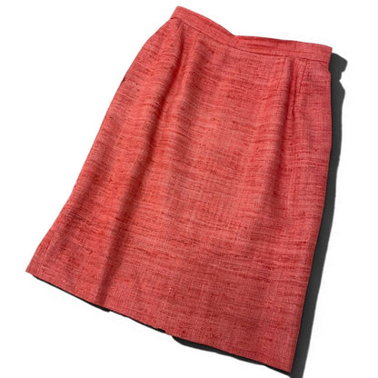 Saint Laurent Set Skirt Suit Tweed Jacket Knee-Length Pink Silk — view 8