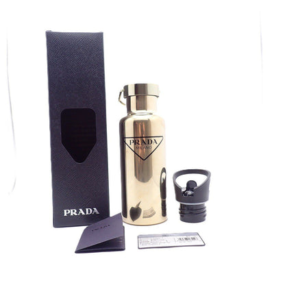 Prada Logo Stainless Steel Bottle Water Tumbler Gold — view 8