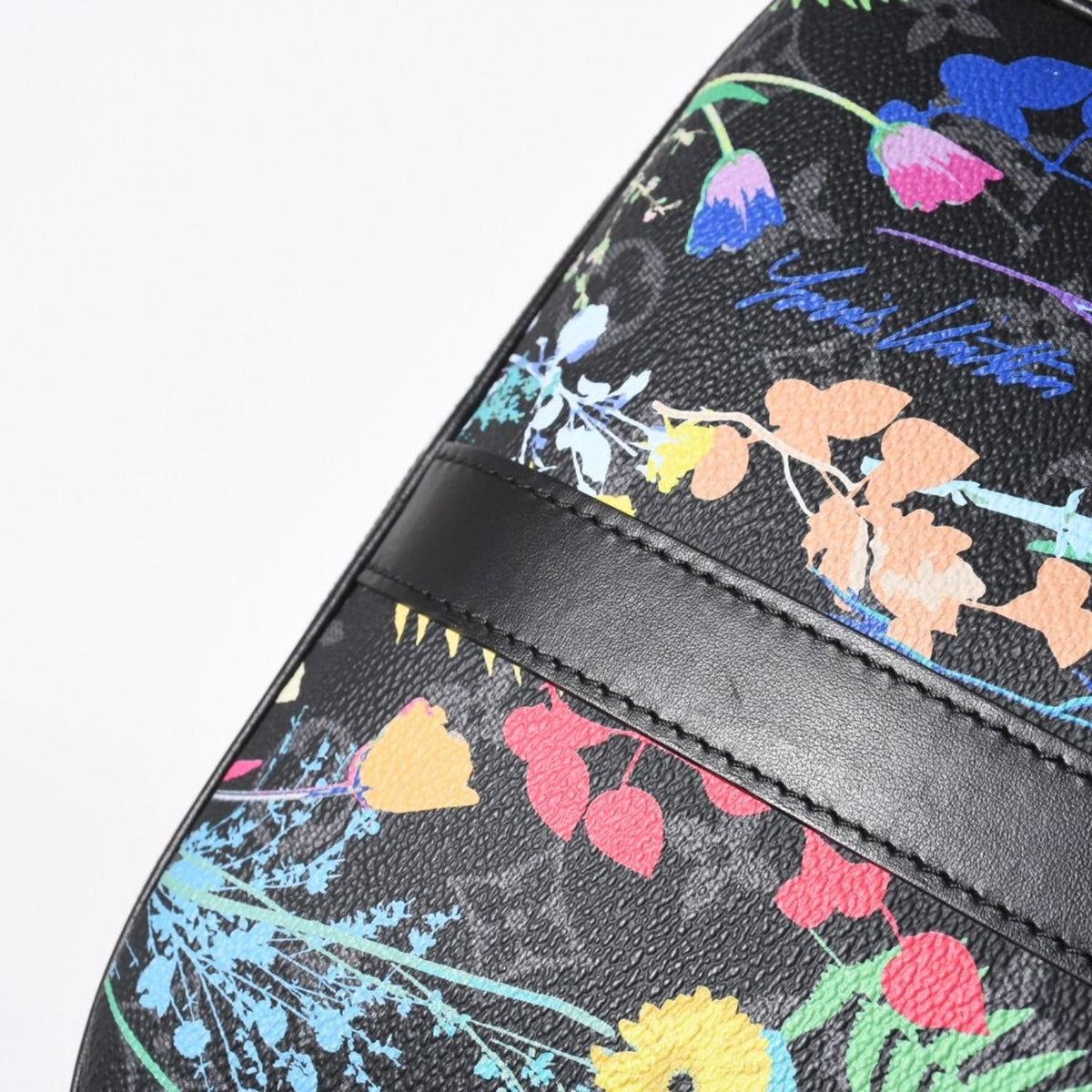 Louis Vuitton Keepall Bandouliere 50 Boston Bag Monogram Eclipse Floral Black — view 8