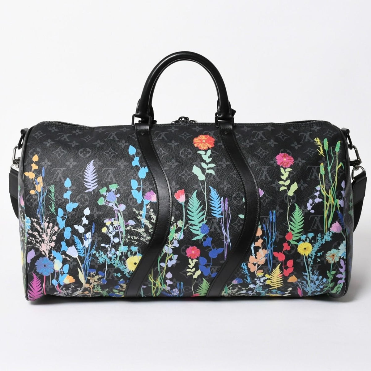 Louis Vuitton Keepall Bandouliere 50 Boston Bag Monogram Eclipse Floral Black — view 2