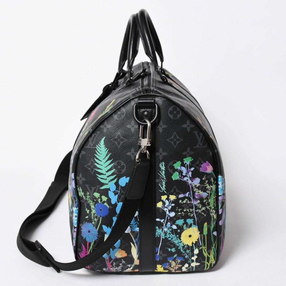 Louis Vuitton Keepall Bandouliere 50 Boston Bag Monogram Eclipse Floral Black — view 4