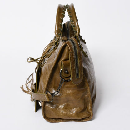 Balenciaga the City Handbag Khaki Olive Silver — view 4