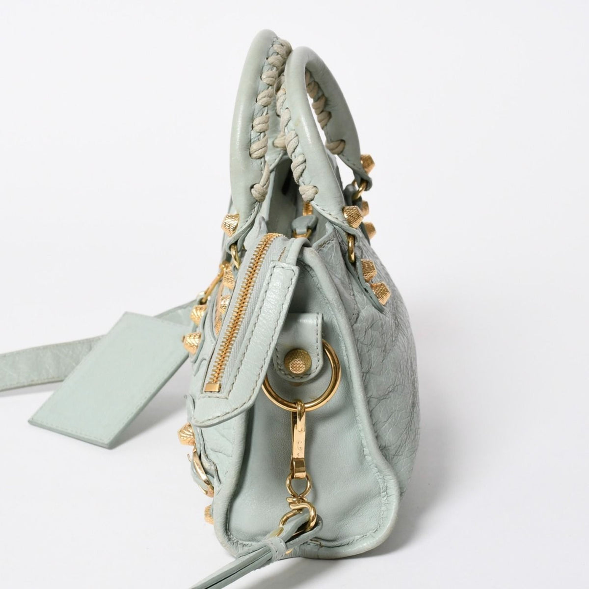 Balenciaga 2-Way Shoulder Bag Giant Mini City Lime Green Gold — view 4