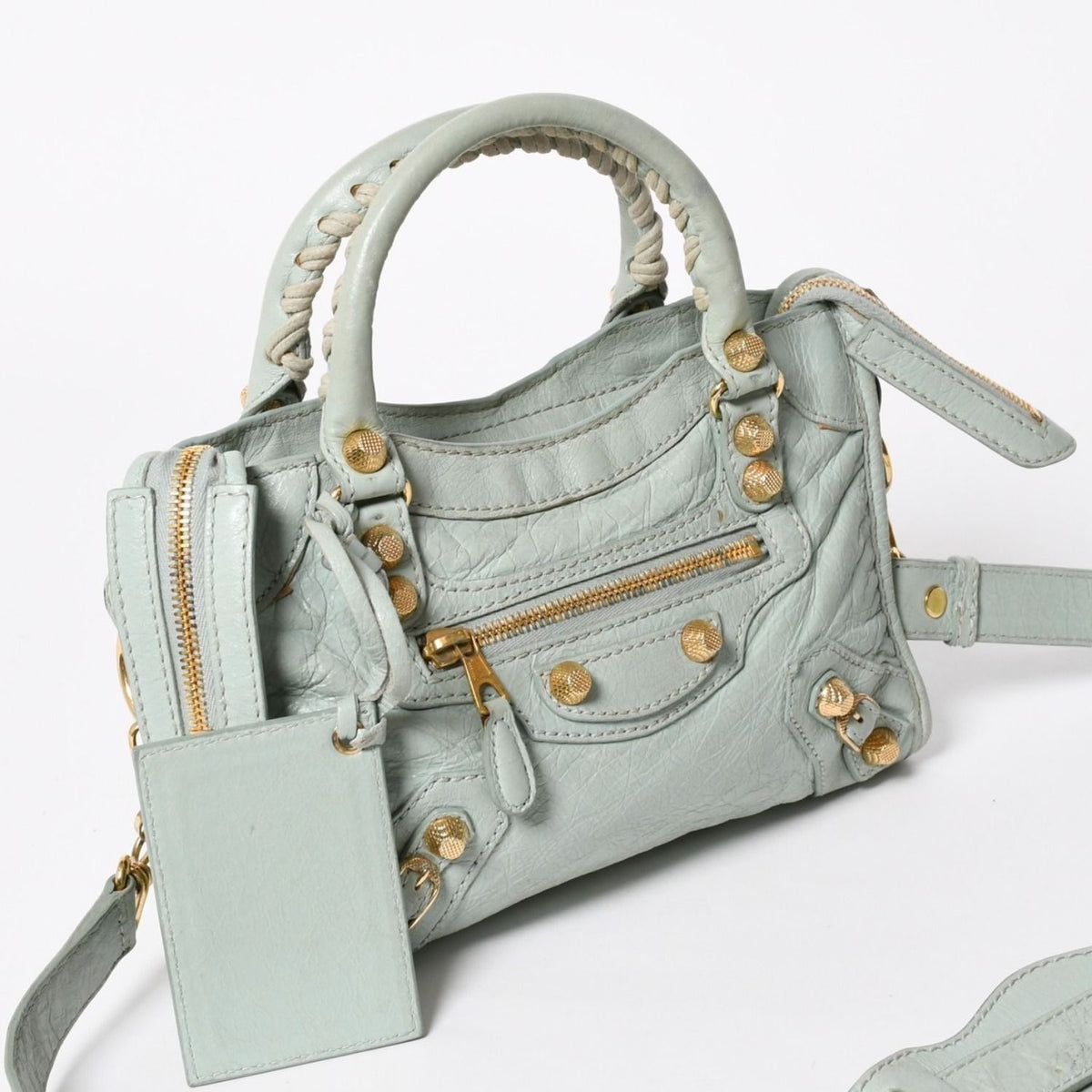 Balenciaga 2-Way Shoulder Bag Giant Mini City Lime Green Gold — view 3