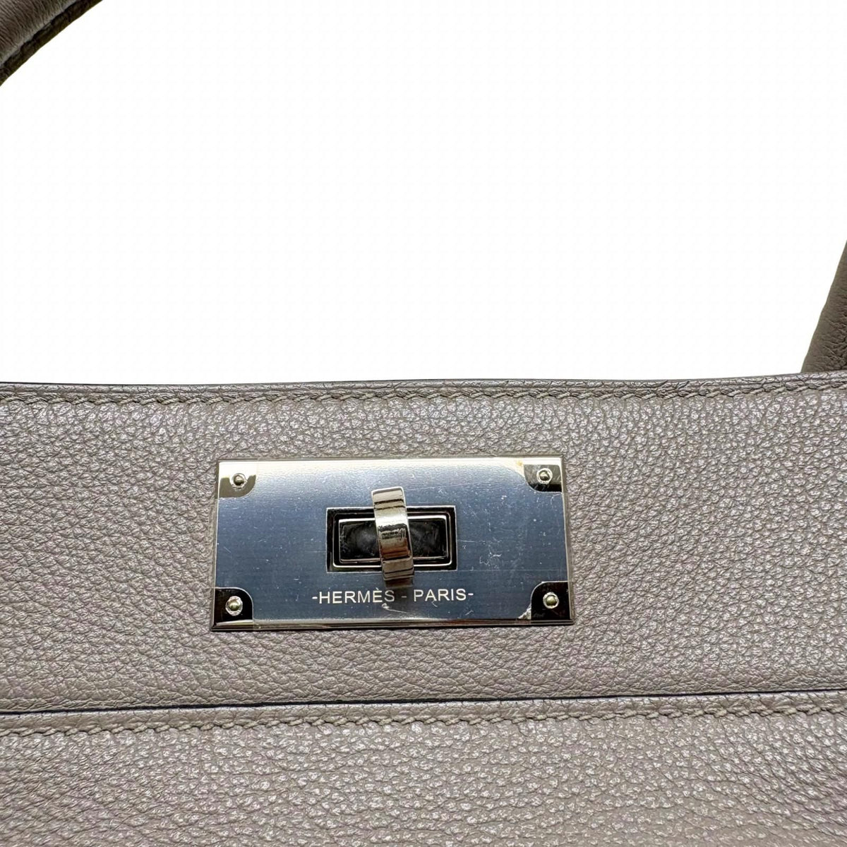 Hermes Toolbox 26 Gray Asphalt Silver Shoulder Bag Evercolor — view 6