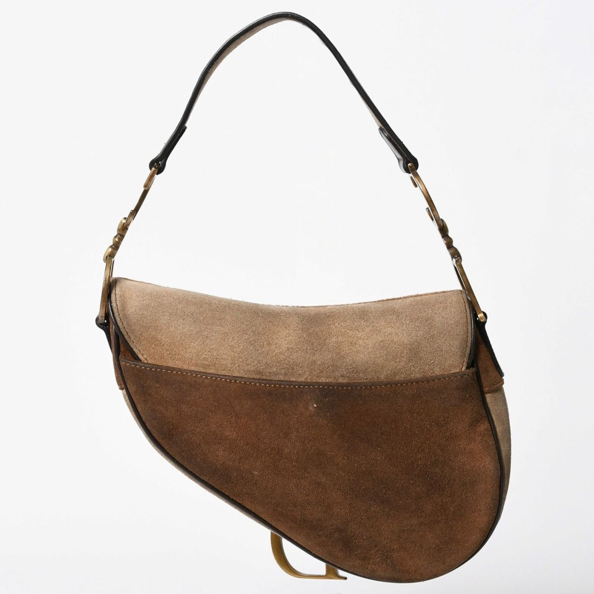 Dior Saddle Bag Calf Hair Suede Brown Gold — view 2