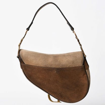 Dior Saddle Bag Calf Hair Suede Brown Gold — view 2