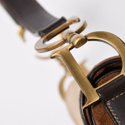 Dior Saddle Bag Calf Hair Suede Brown Gold — view 8