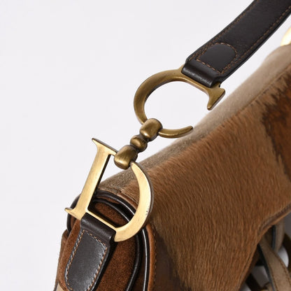 Dior Saddle Bag Calf Hair Suede Brown Gold — view 6