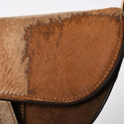 Dior Saddle Bag Calf Hair Suede Brown Gold — view 4