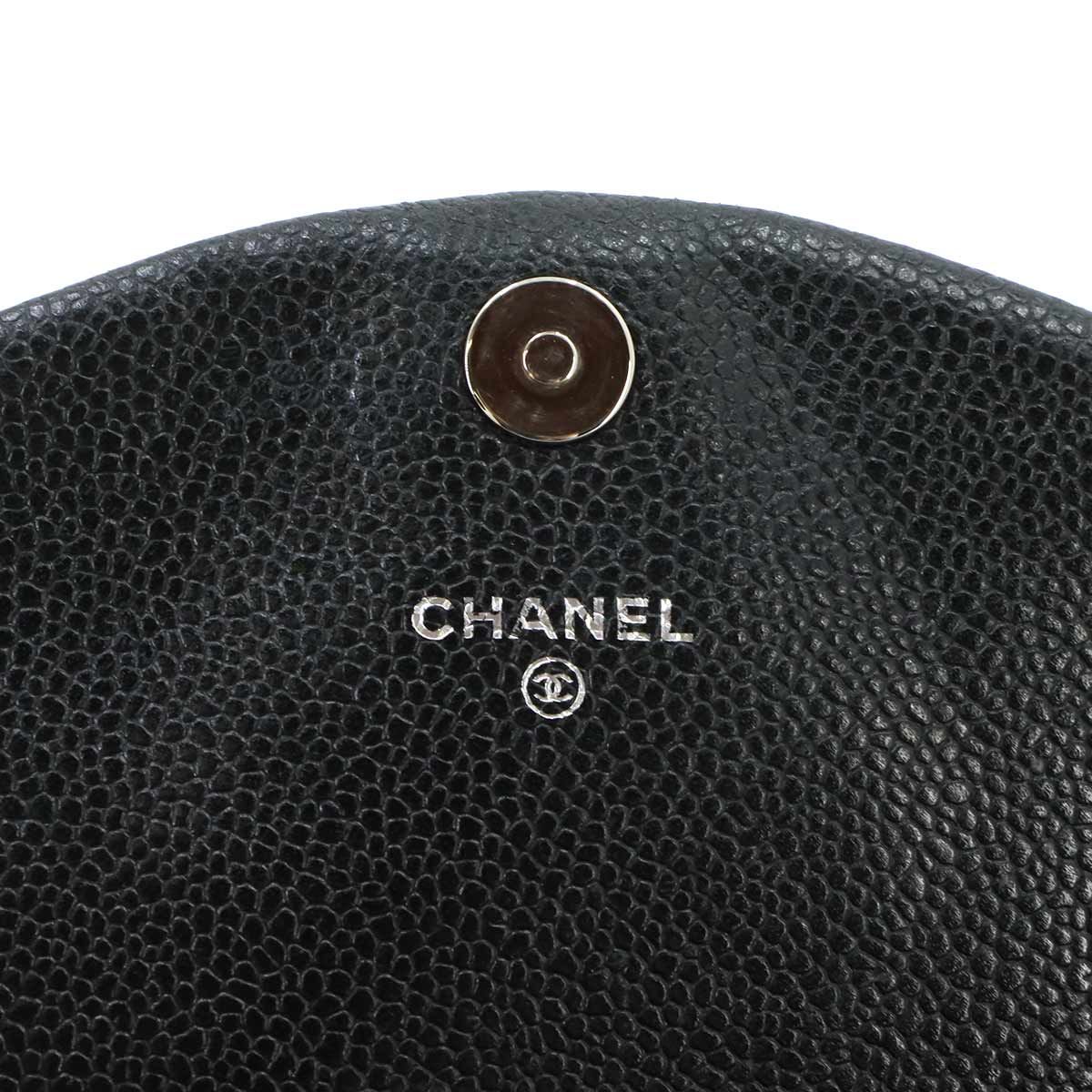 Chanel Half Moon Chain Wallet Caviar Leather Black Silver Shoulder Bag — view 8