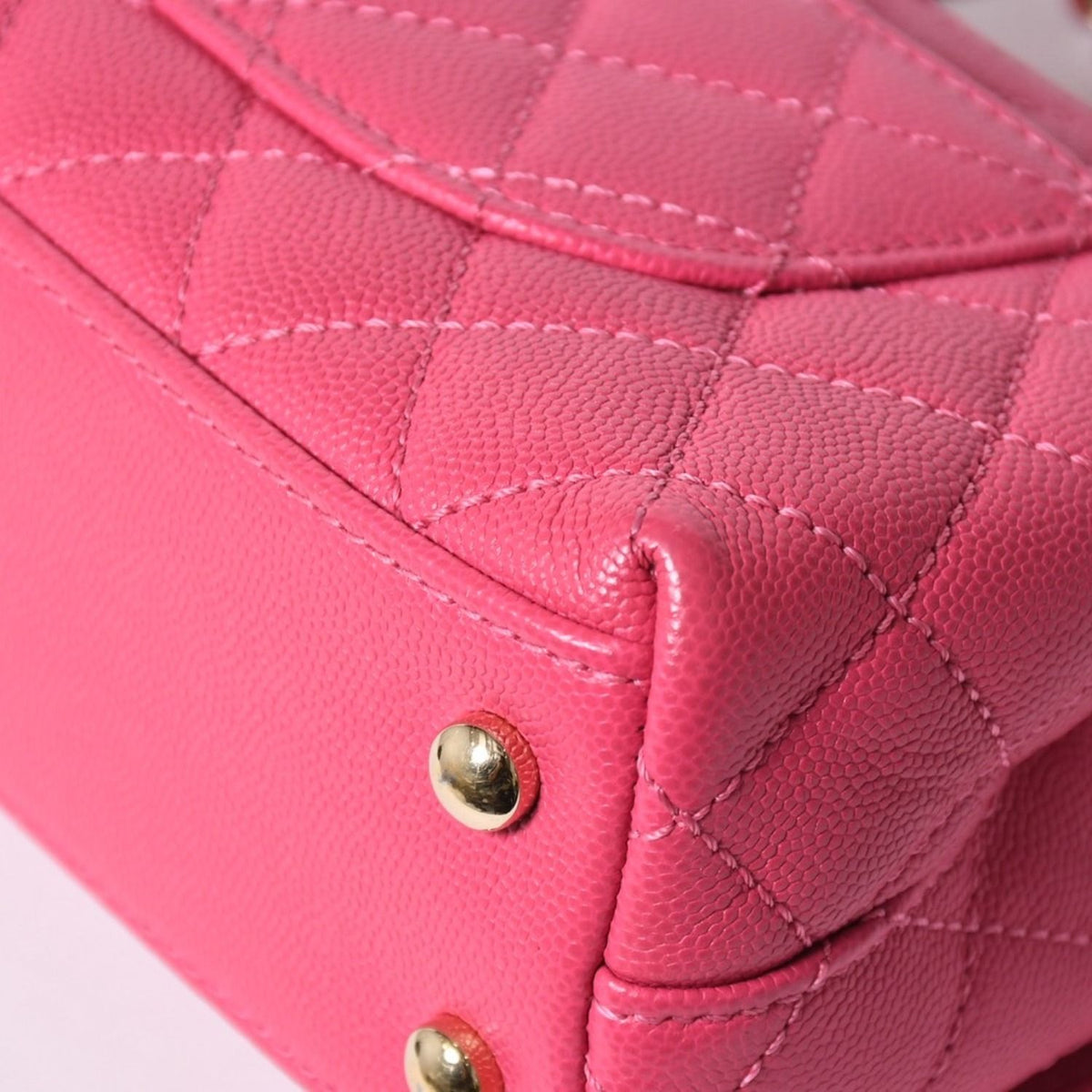Chanel Coco Handle Handbag Shoulder Caviar Leather Pink — view 8