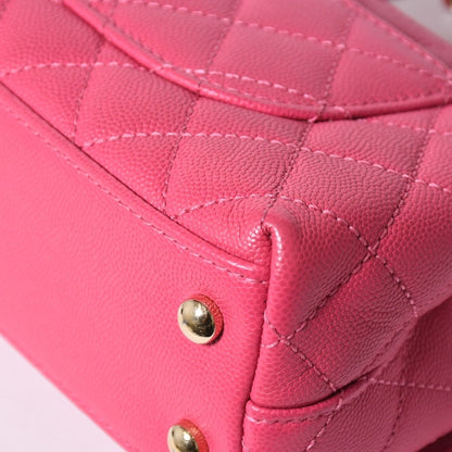Chanel Coco Handle Handbag Shoulder Caviar Leather Pink — view 8