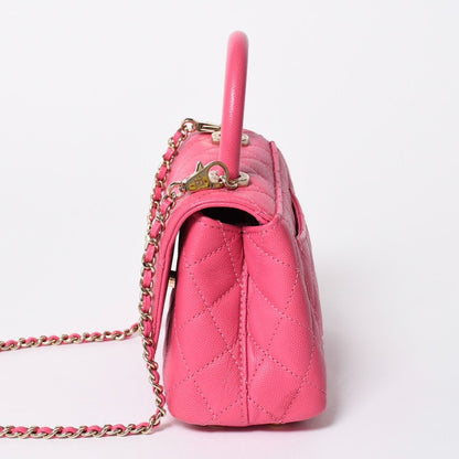 Chanel Coco Handle Handbag Shoulder Caviar Leather Pink — view 4