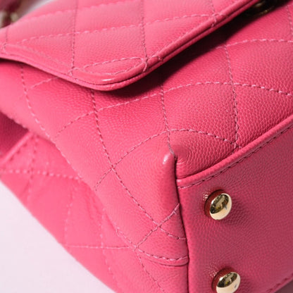 Chanel Coco Handle Handbag Shoulder Caviar Leather Pink — view 7