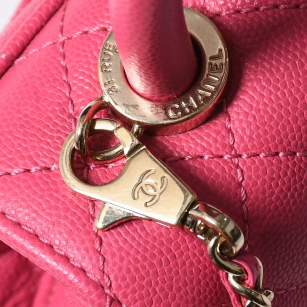 Chanel Coco Handle Handbag Shoulder Caviar Leather Pink — view 5