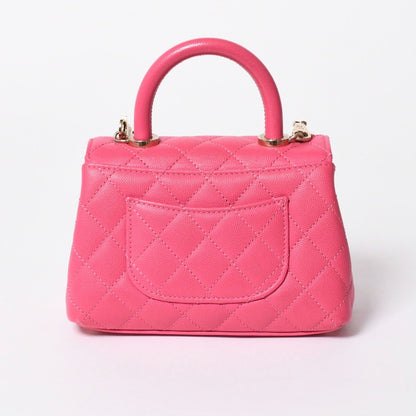 Chanel Coco Handle Handbag Shoulder Caviar Leather Pink — view 2