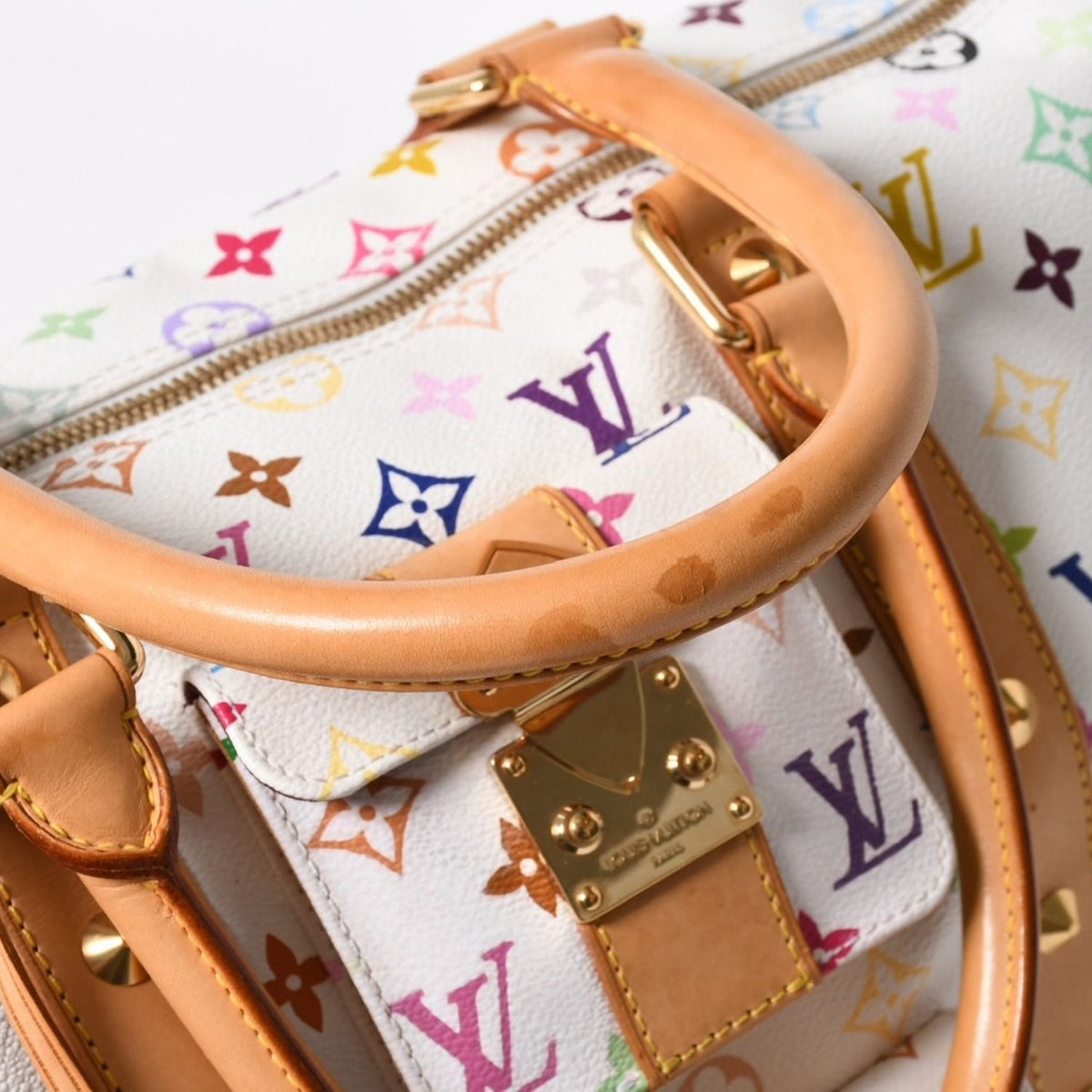 Louis Vuitton Keepall 45 Boston Bag Monogram Multicolor White Takashi Murakami — view 6