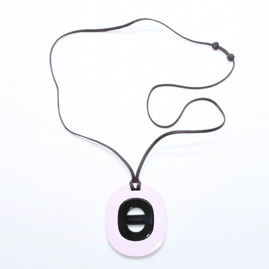 Hermes Fidelio Village GM Large Necklace Buffalo Horn Lacquerwood Pink