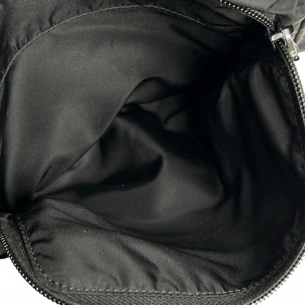 Prada Shoulder Bag Studded Nylon Black Light Blue Silver — view 5