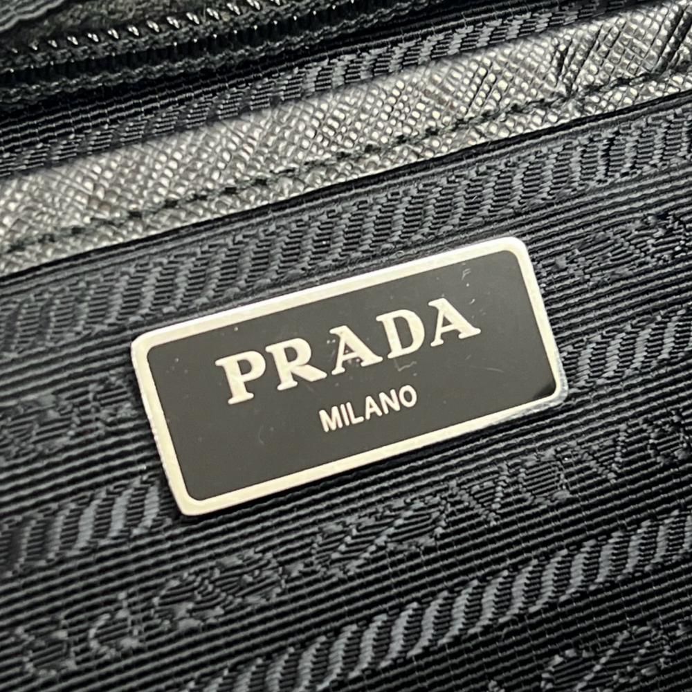 Prada Shoulder Bag Studded Nylon Black Light Blue Silver — view 7