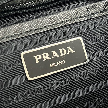Prada Shoulder Bag Studded Nylon Black Light Blue Silver — view 7