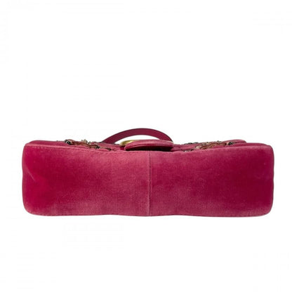 Gucci 2-Way GG Marmont Shoulder Bag Velour Leather Sequin Pink Antique Gold — view 3