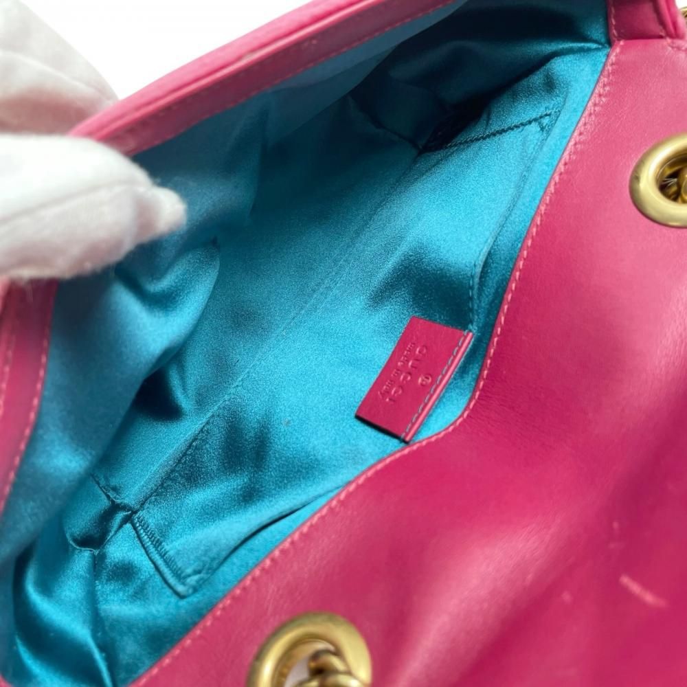 Gucci 2-Way GG Marmont Shoulder Bag Velour Leather Sequin Pink Antique Gold — view 4