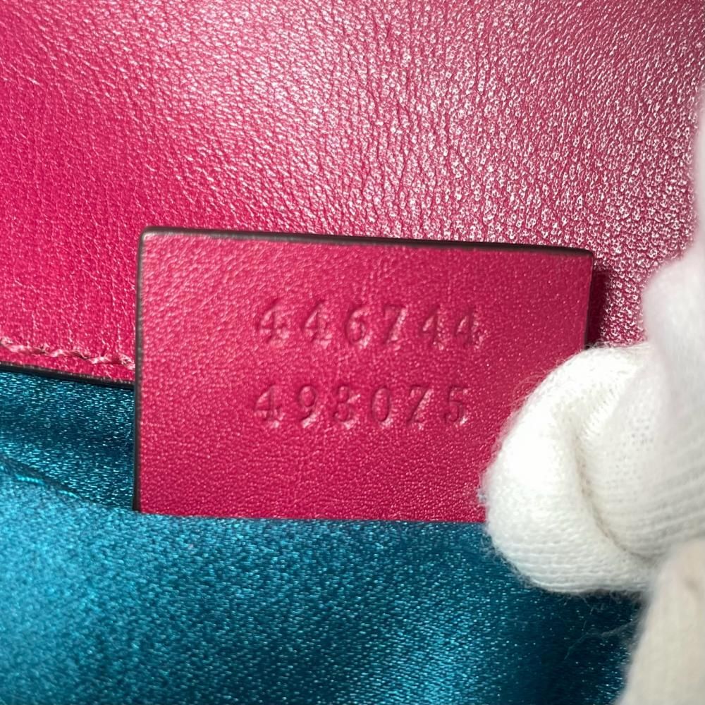 Gucci 2-Way GG Marmont Shoulder Bag Velour Leather Sequin Pink Antique Gold — view 7