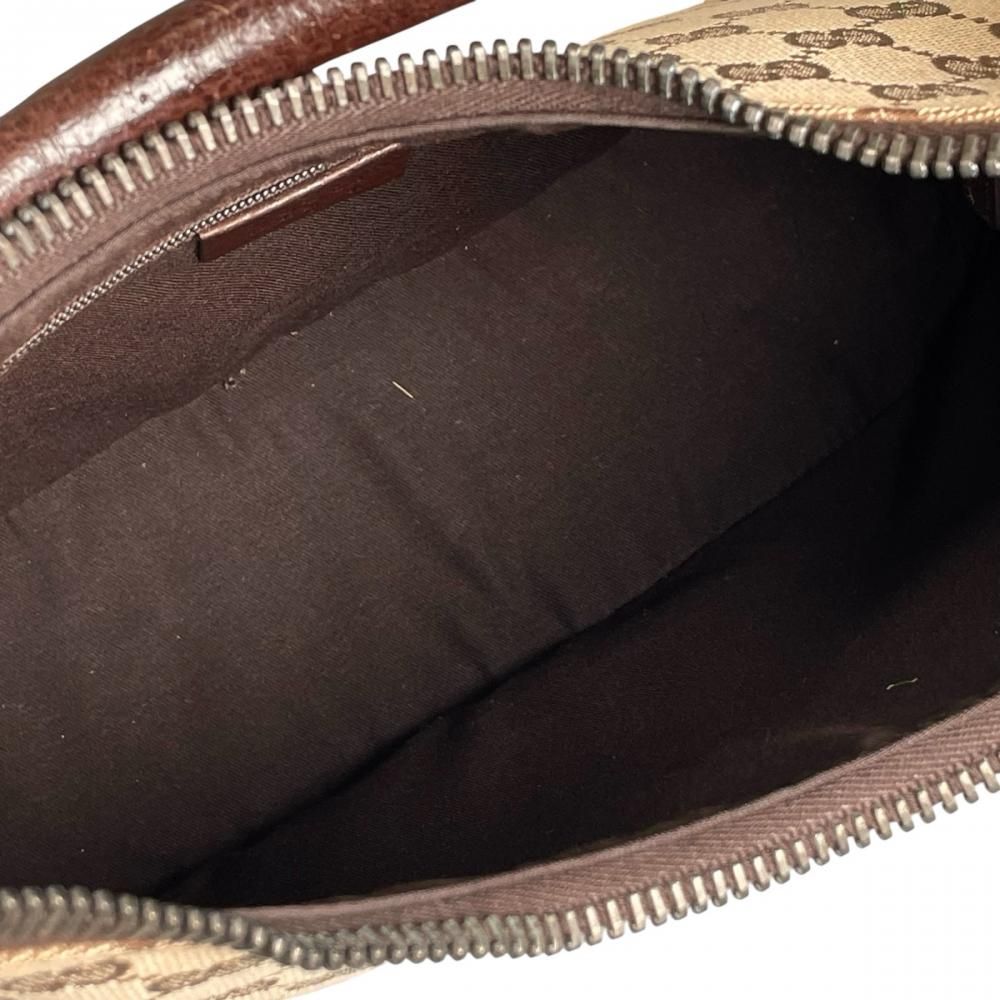 Gucci Shoulder Bag Tote GG Canvas Leather Brown Silver — view 4