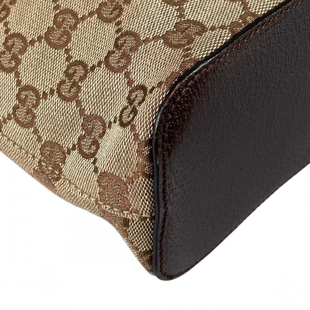 Gucci Shoulder Bag Tote GG Canvas Leather Brown Silver — view 7
