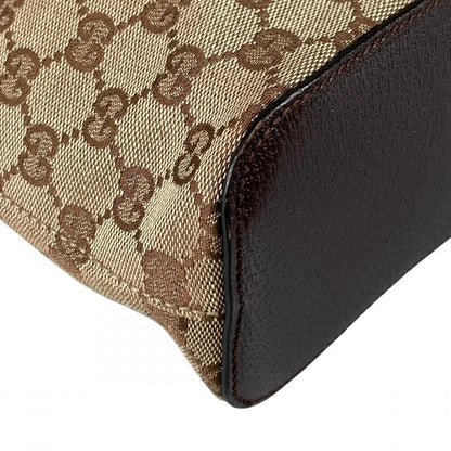 Gucci Shoulder Bag Tote GG Canvas Leather Brown Silver — view 7