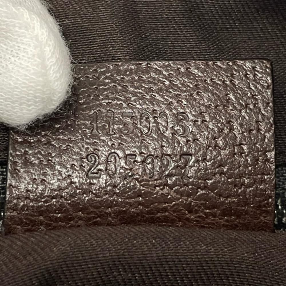 Gucci Shoulder Bag Tote GG Canvas Leather Brown Silver — view 6