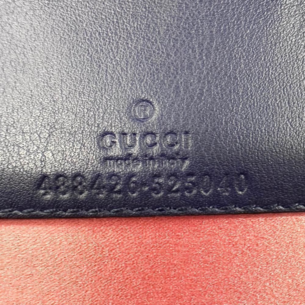 Gucci Shoulder Bag GG Marmont Logo Velvet Leather Blue Gold — view 5