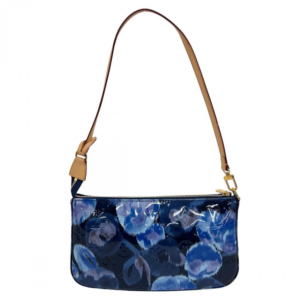 Louis Vuitton Monogram Vernis Accessoires Ikat Flower Shoulder Bag Blue Gold