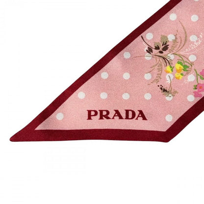 Prada Scarf Seasonal Print Twill Silk Pink — view 4