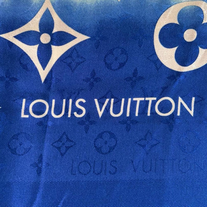 Louis Vuitton Shawl Monogram LV Escale Tie Dye Silk Wool Blue Scarf — view 3